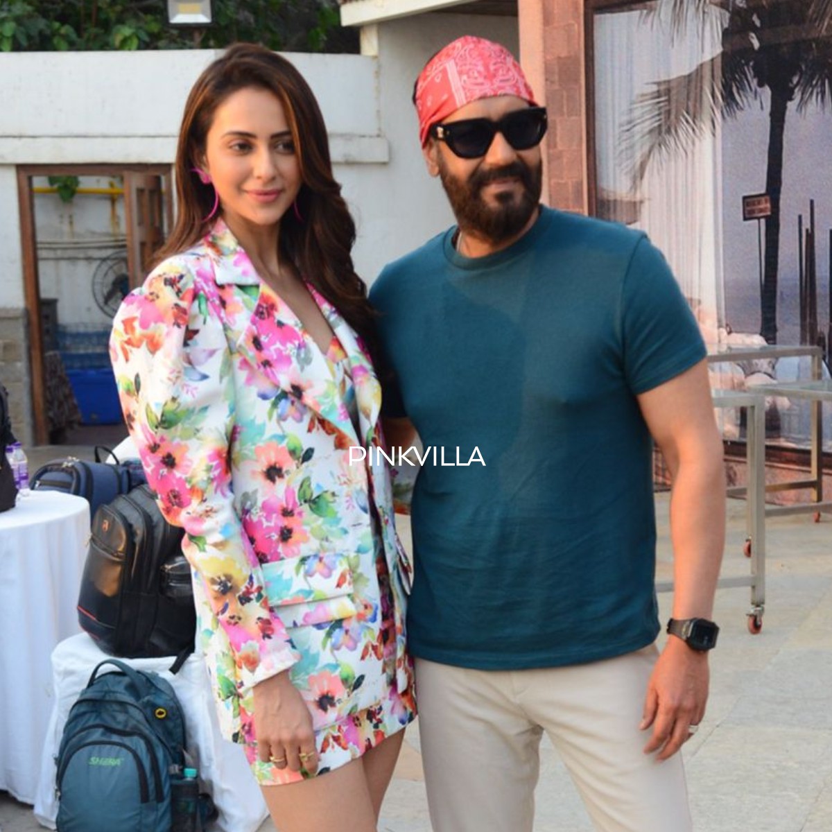 Ajay Devgn wears a pink bandanna, Rakul Preet Singh goes floral as they promote Runway 34; PICS Ajay Devgn wears a pink bandanna, Rakul Preet Singh goes floral as they promote Runway 34; PICS