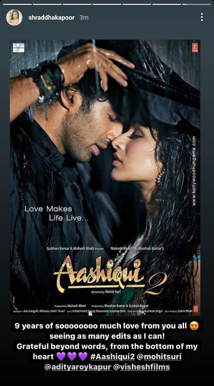 Shraddha Kapoor celebrates 9 years of Aashiqui 2, says she is ...