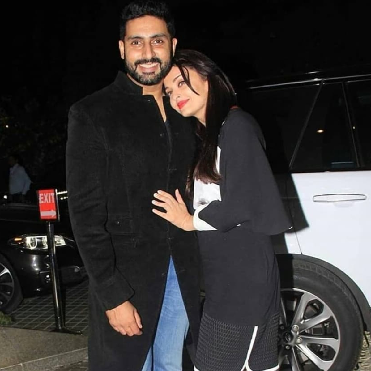 THROWBACK: Aishwarya Rai shares a warm hug with Abhishek Bachchan as the couple twin in black