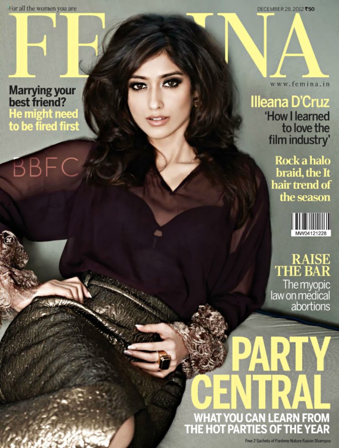 Ileana D'cruz on the cover of Femina - December 2012