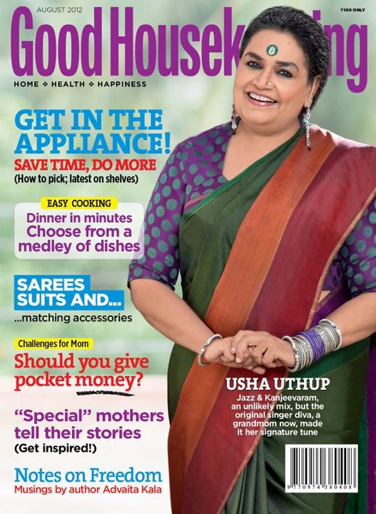 Usha Uthup on the cover of 'Good Housekeeping' for the month of August 2012