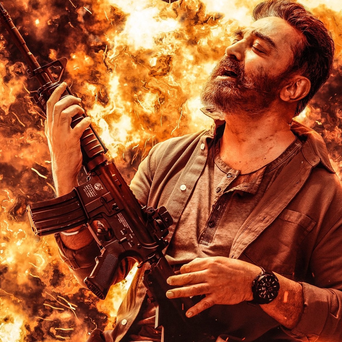 Vikram starring Kamal Haasan (image courtesy of RKFI) Vikram starring Kamal Haasan (image courtesy of RKFI)