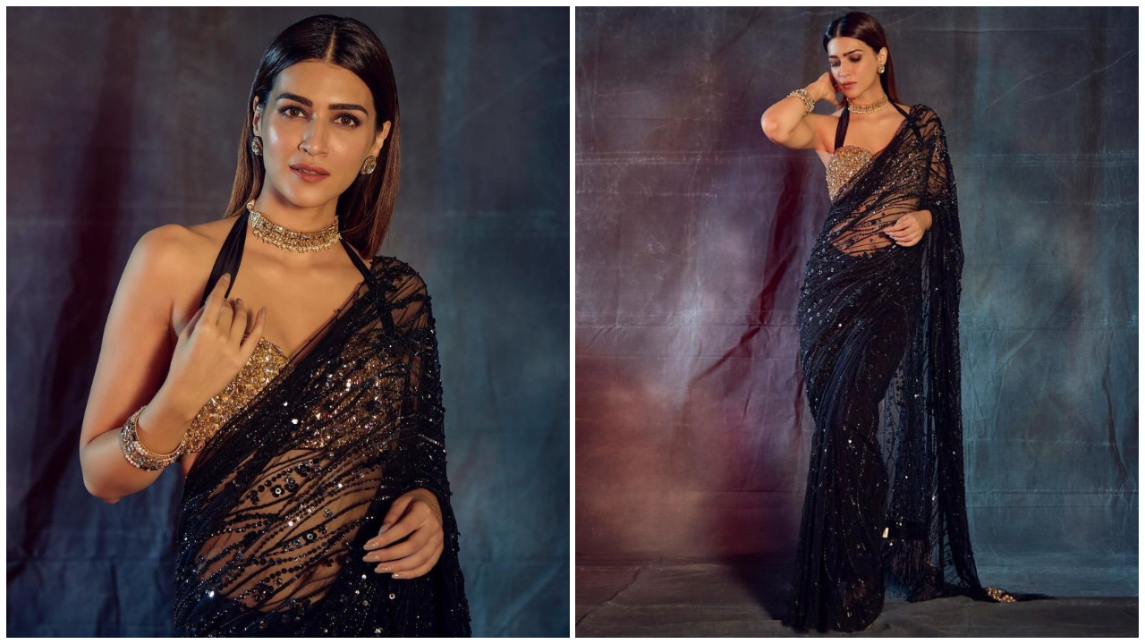 Kriti Sanon in a Dilnaz Karbhary sequin saree nails her desi look like a golden  girl; Yay or Nay? | PINKVILLA