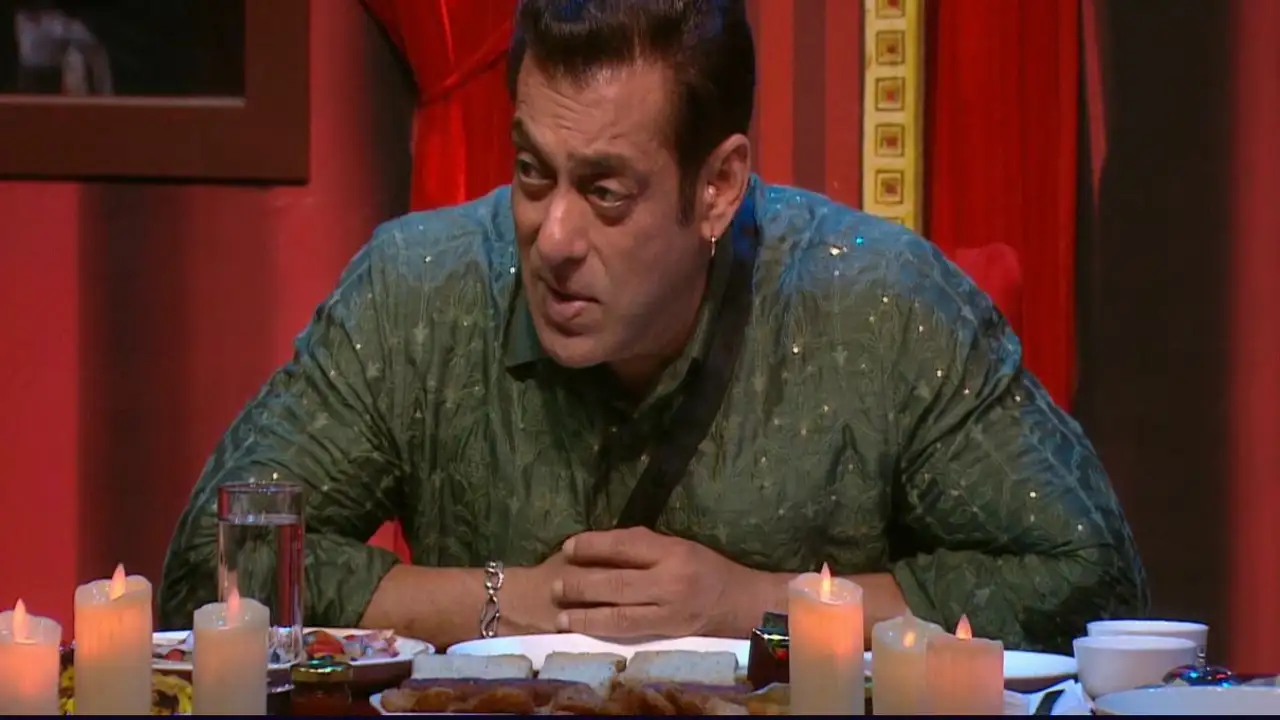 Salman Khan having dinner with 10 contestants. Pic Credits: Voot