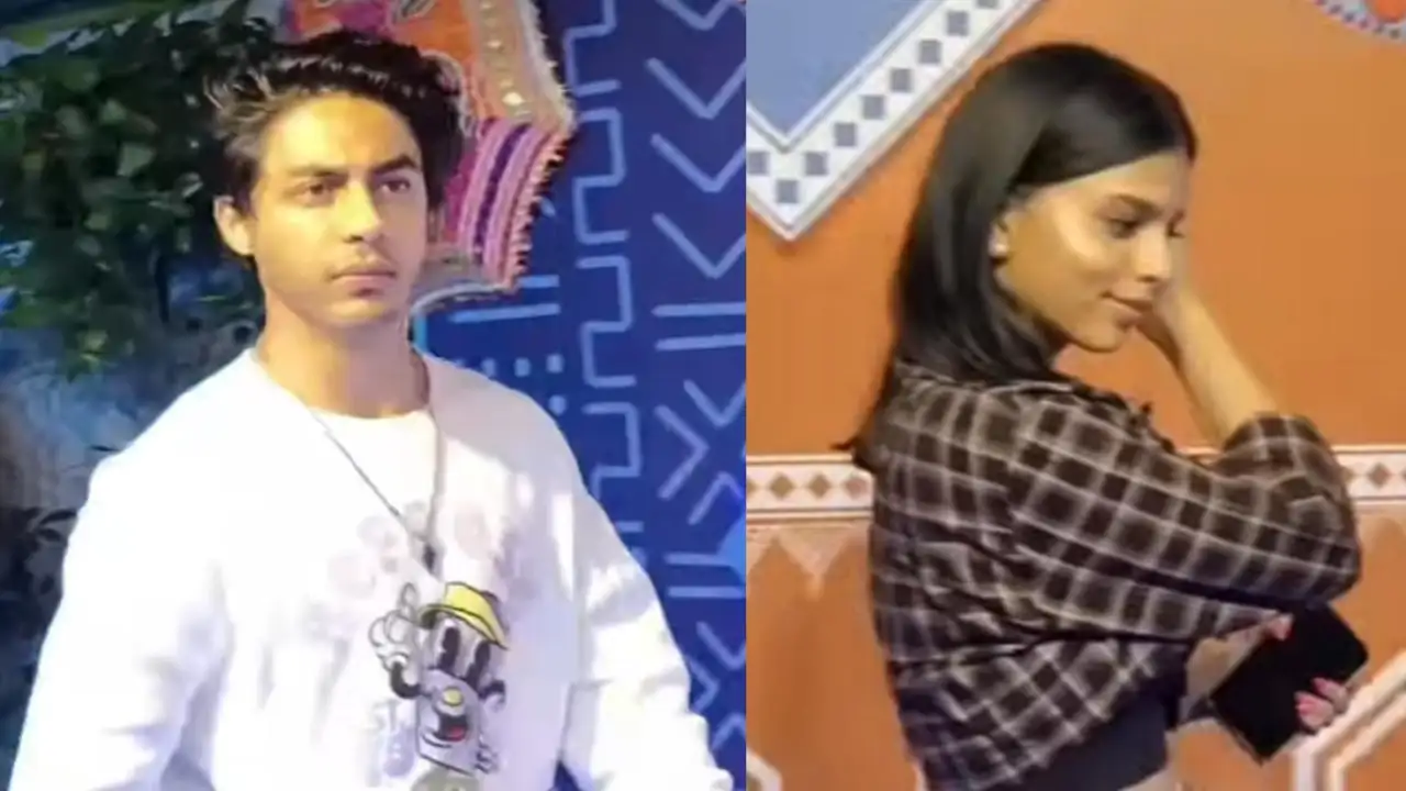 Aryan Khan and Suhana Khan get papped at Madhuri Dixit led Maja Ma's screening (Credit: Viral Bhayani) Aryan Khan, Suhana Khan