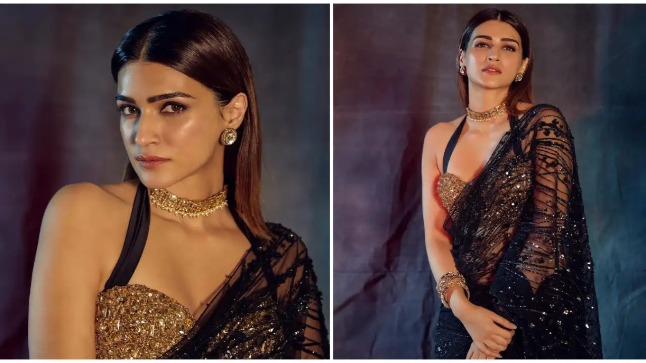 Kriti Sanon in a Dilnaz Karbhary sequin saree nails her desi look like a golden  girl; Yay or Nay? | PINKVILLA