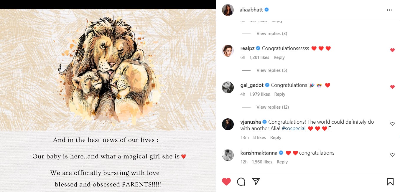 Alia Bhatt Very Very Xxx - Gal Gadot congratulates Alia Bhatt-Ranbir Kapoor on becoming parents to a  baby girl, SEE her comment | PINKVILLA