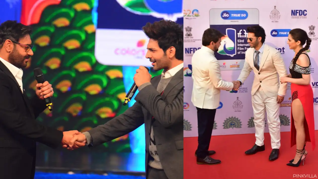 IFFI opening ceremony: Ajay Devgn-Kartik Aaryan shake hands; Varun Dhawan, Sara Ali Khan make style statement