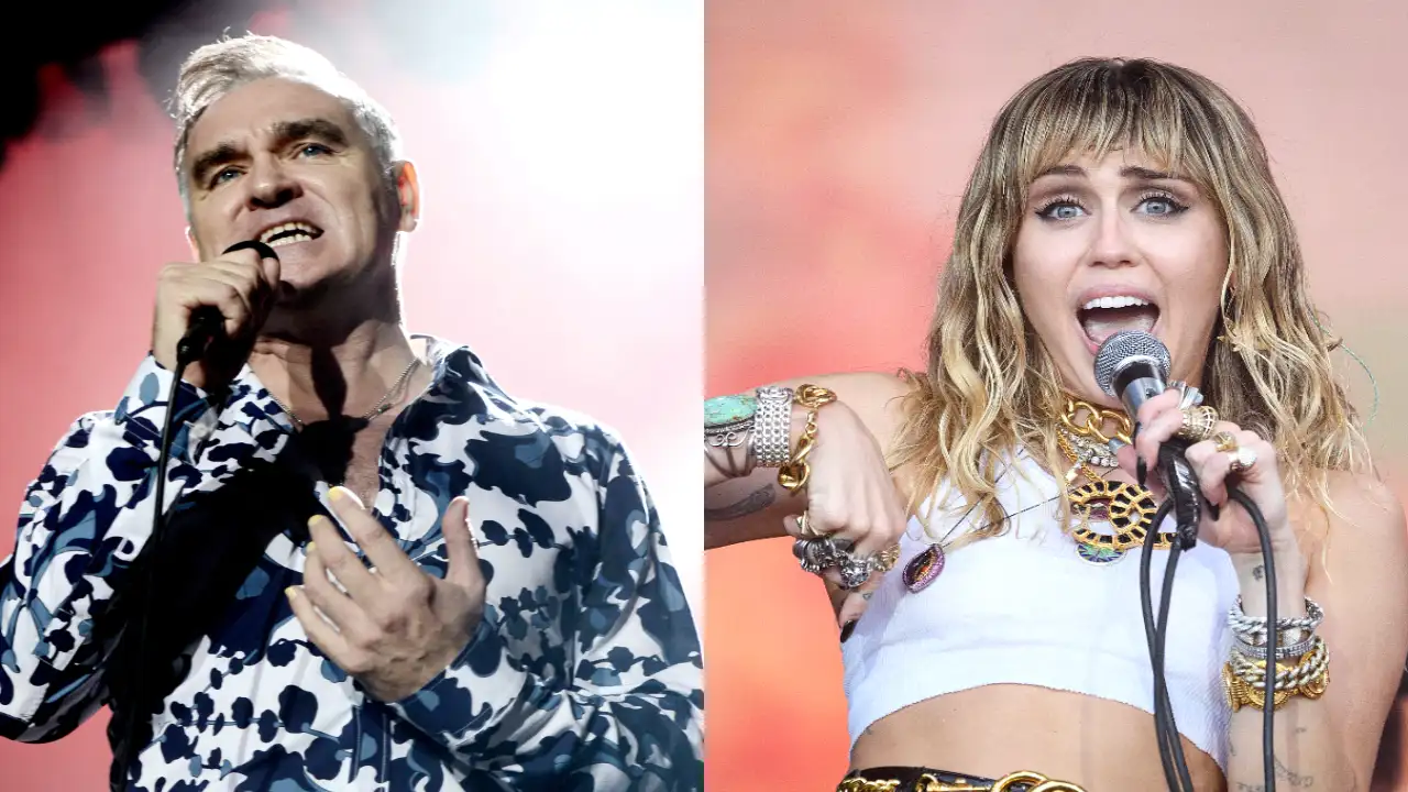 Morrissey says Miley Cyrus wants her name off a song from his album (Images: Getty Images) Morrissey and Miley Cyrus (Images: Getty Images)