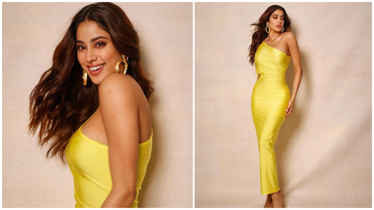 Janhvi in a yellow cut-out dress