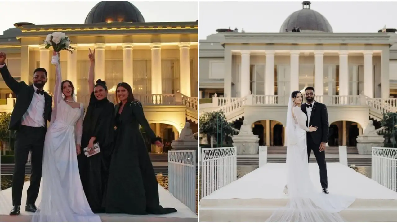 Hardik Pandya-Natasa Stankovic look ethereal in NEW PICS from white wedding; Aastha Gill poses with the couple