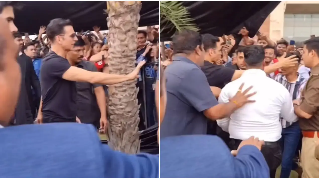 WATCH: Akshay Kumar’s fan jumps the barricade to greet him during Selfiee promotion; Here’s what happened next