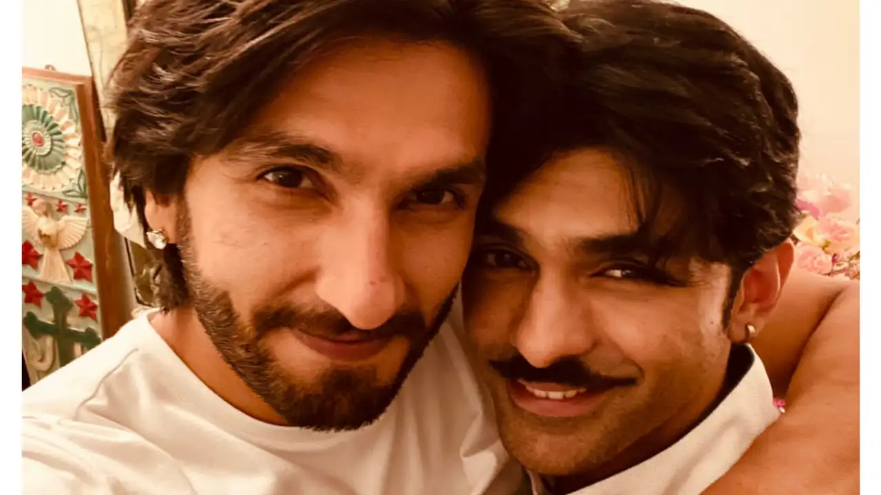 EXCLUSIVE: Ranveer Singh and Taha Shah Badussha pose for a selfie at Sanjay Leela Bhansali’s birthday bash