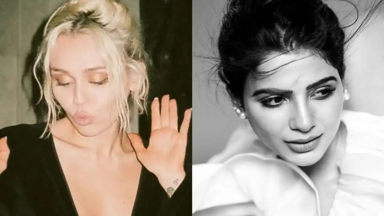 Samantha's Insta stories about Miley Cyrus's hit track Flowers have caught the attention of netizens (Credits: Twitter) Samantha Ruth Prabhu, Miley Cyrus