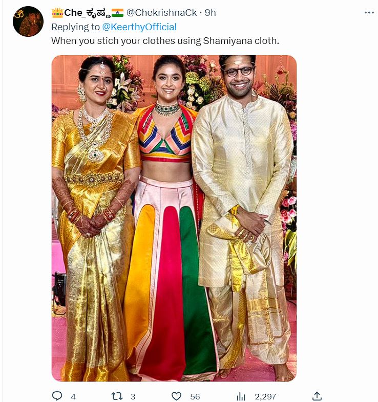 Keerthy Suresh Xnxc - Looks like Shamiyana': Keerthy Suresh's outfit draws criticism at director  Venky Atluri's wedding- PICS | PINKVILLA