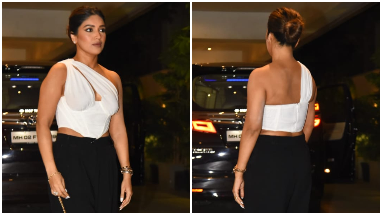 Bhumi in a corset top and Gucci bag 