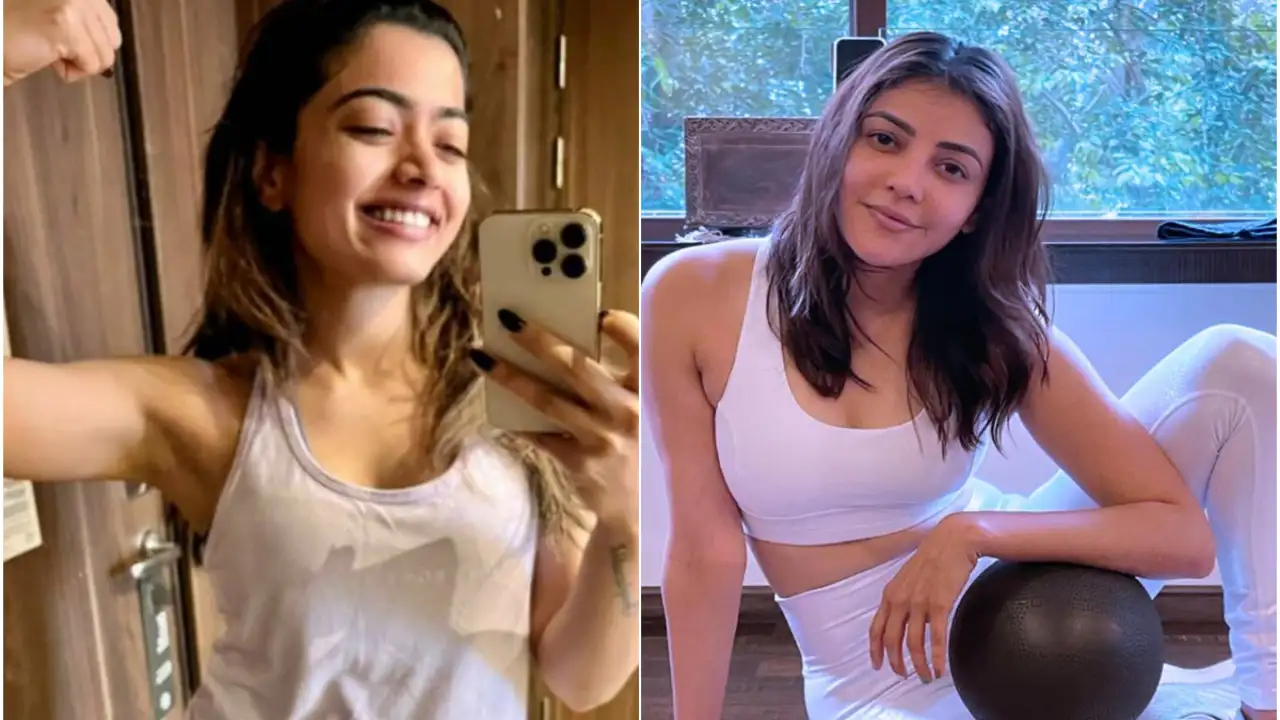 Rashmika Mandanna and Kajal Aggarwal's banter about gyms at the airport prove they are fitness freaks; Check out Rashmika Mandanna and Kajal Aggarwal's banter about gyms