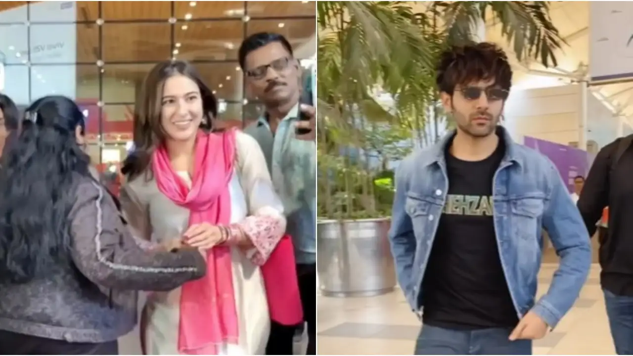 Picture courtesy: Instagram Sara Ali Khan and Kartik Aaryan spotted at the airport