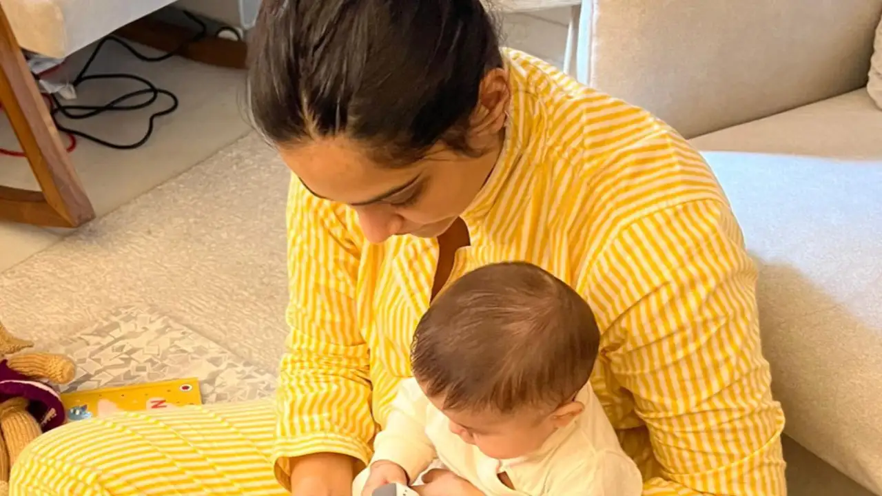 Sonam Kapoor’s son trying to get up and crawl is the cutest thing you’ll see on the internet; WATCH