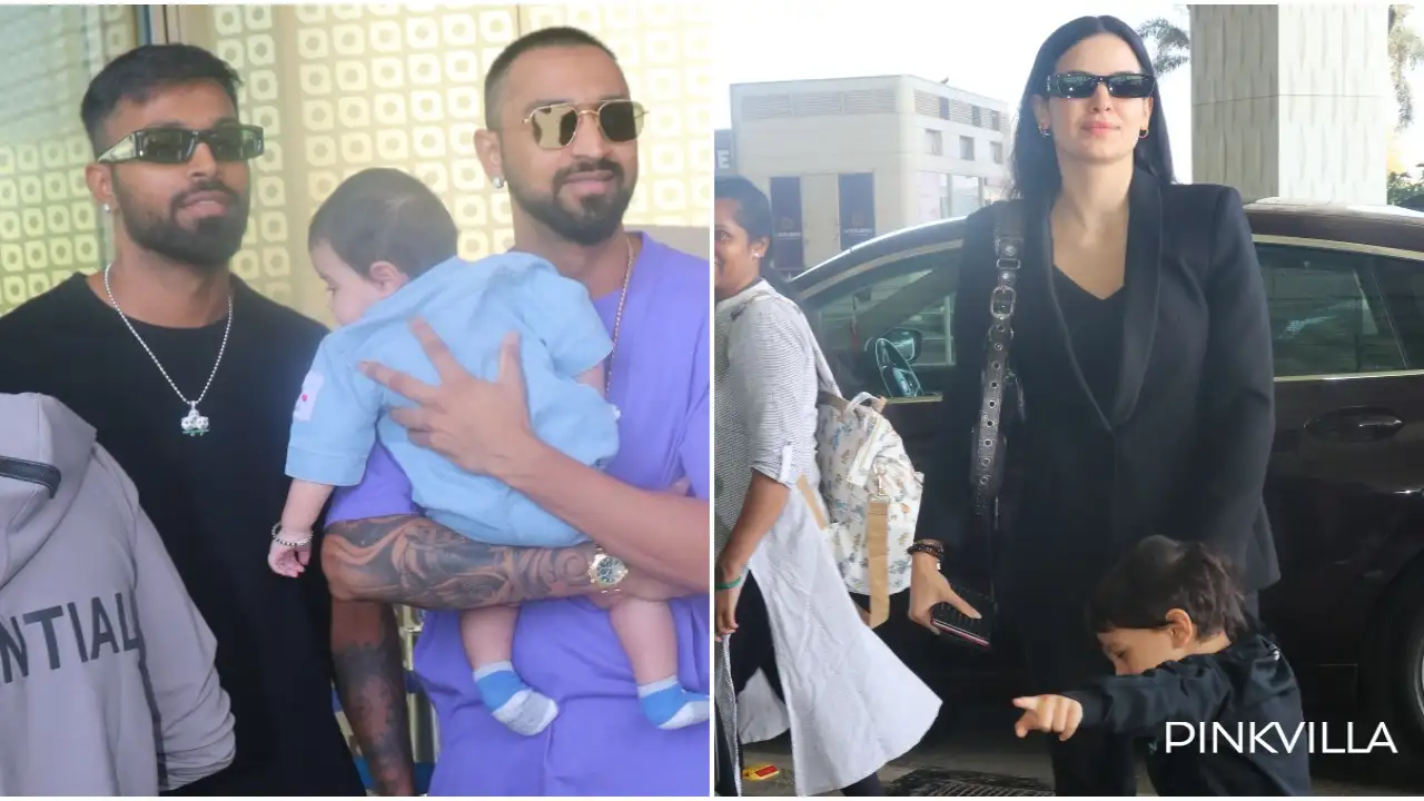 Hardik Pandya-Natasa Stankovic twin in black as they leave with son Agastya for their Valentine's Day wedding