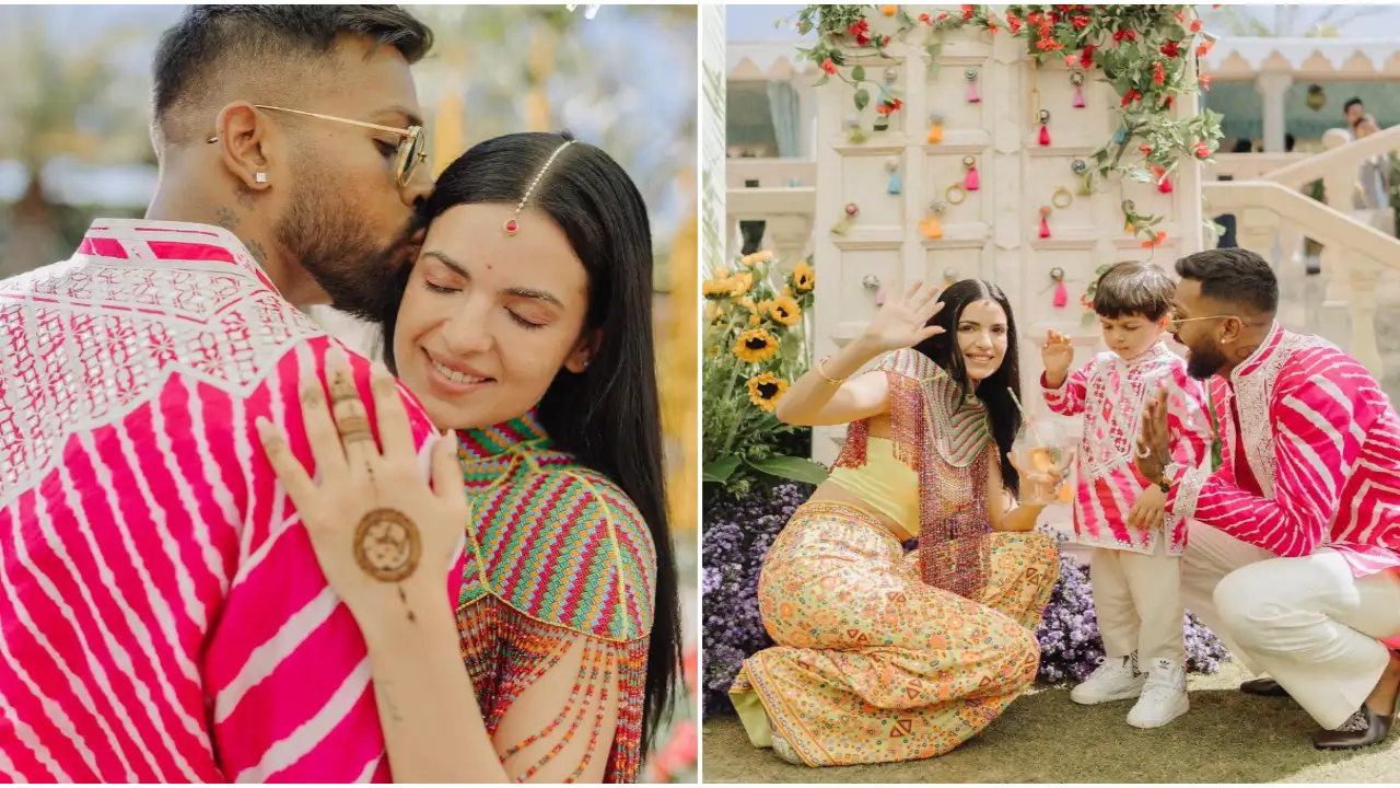 Hardik Pandya twins with son Agastya; Natasa Stankovic flaunts mehendi and dazzles in yellow during Haldi-PICS