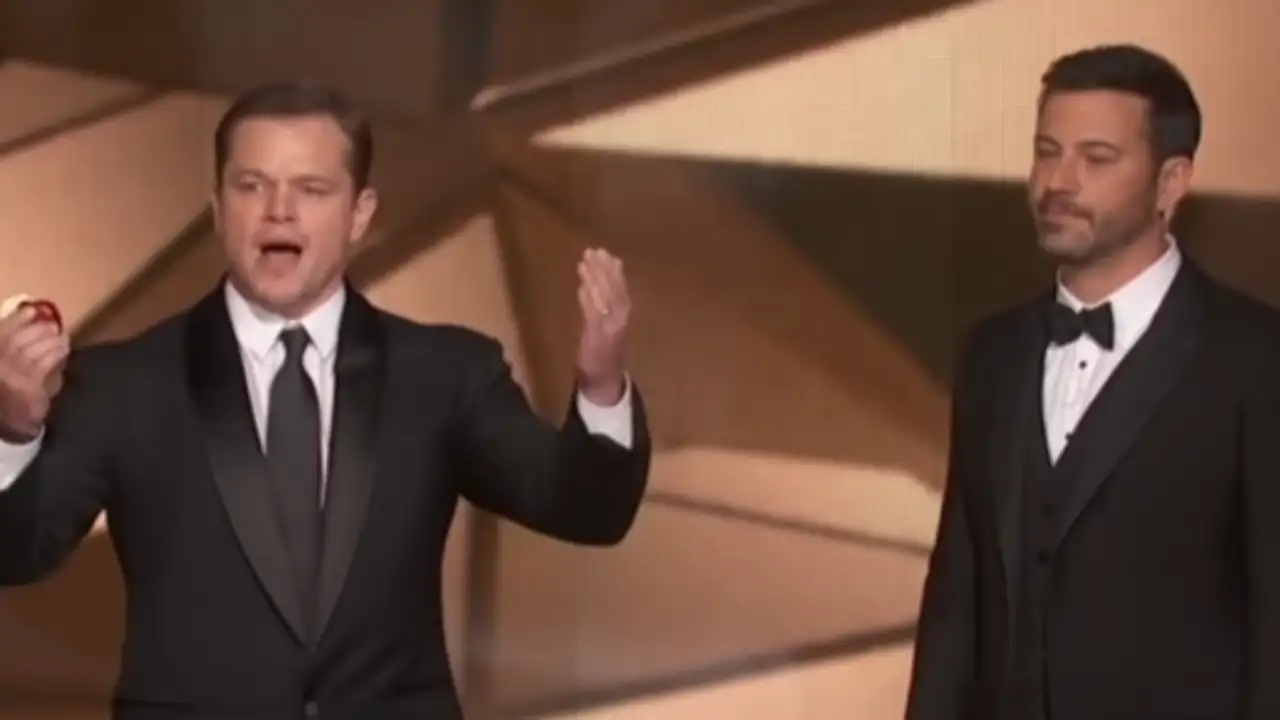 Matt Damon and Jimmy Kimmel, with their ongoing feud, have taken over the issue. (Pic credit - Oscars 2023, YouTube)