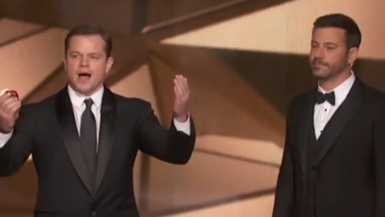 Matt Damon and Jimmy Kimmel, with their ongoing feud, have taken over the issue. (Pic credit - Oscars 2023, YouTube) Matt Damon and Jimmy Kimmel, with their ongoing feud, have taken over the issue. (Pic credit - Oscars 2023, YouTube)