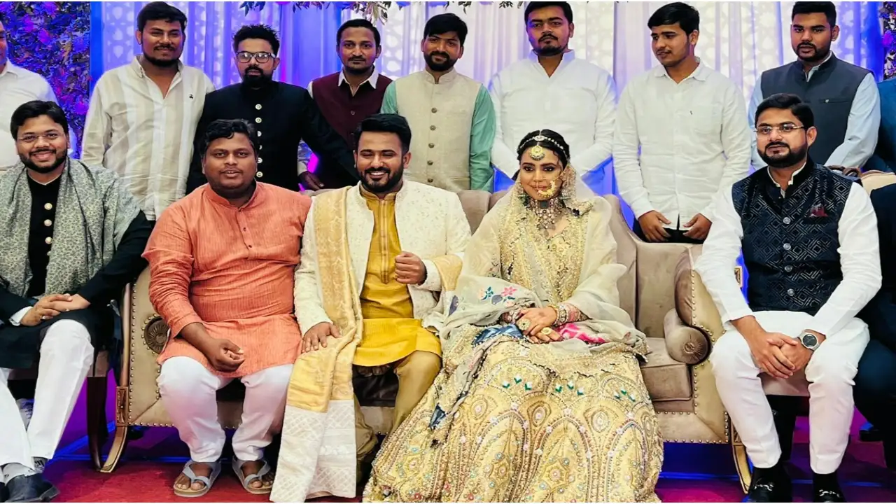 Picture courtesy: Twitter Swara Bhasker stuns in a gold lehenga at her and Fahad Ahmad's Walima ceremony