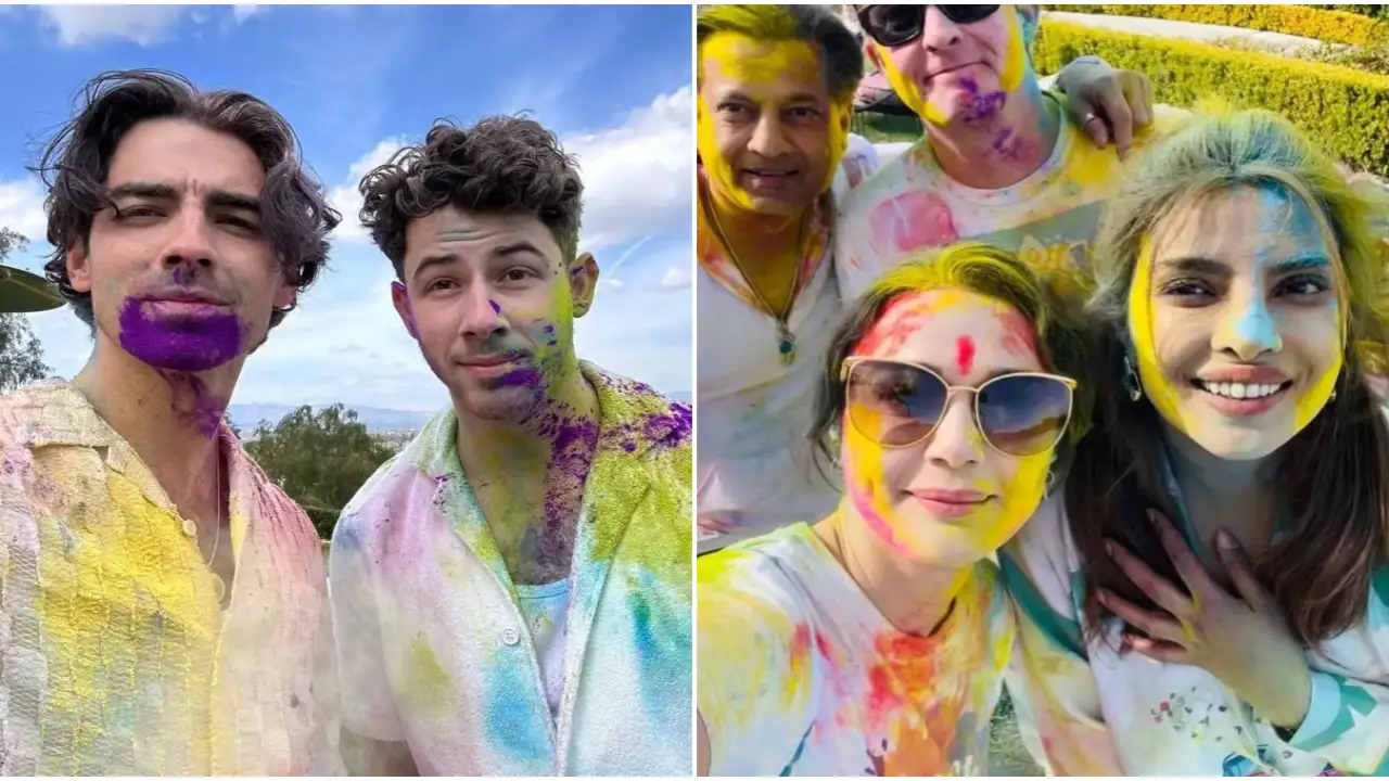 Priyanka Chopra, Preity Zinta pose for a selfie; Nick Jonas-Joe Jonas celebrate Holi in UNSEEN PICS 