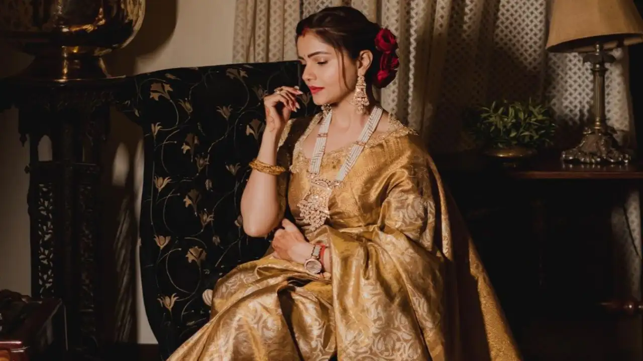 PICS: Rubina Dilaik looks royal as she dons a golden saree; Fans ...