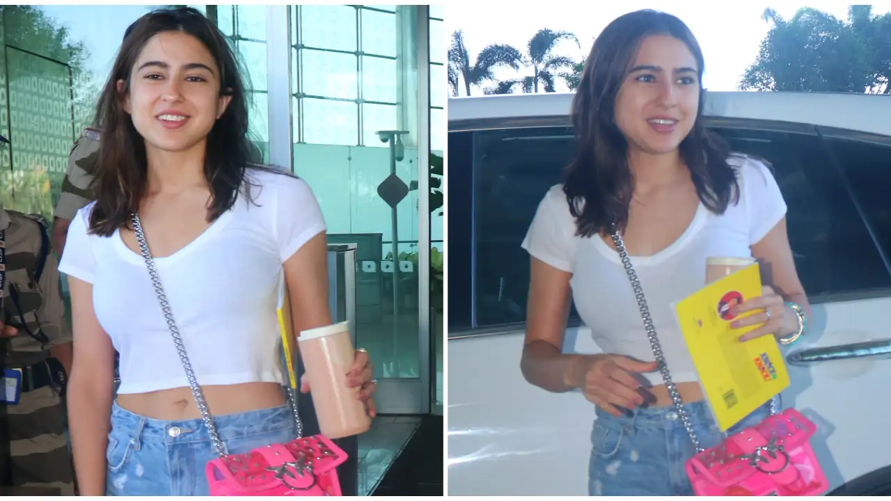 Sara Ali Khan's Pinko crossbody bag styled with her casual outfit is neon bliss at its glam-est Sara Ali Khan, neon bags, bollywood, celebrity style, fashion,
