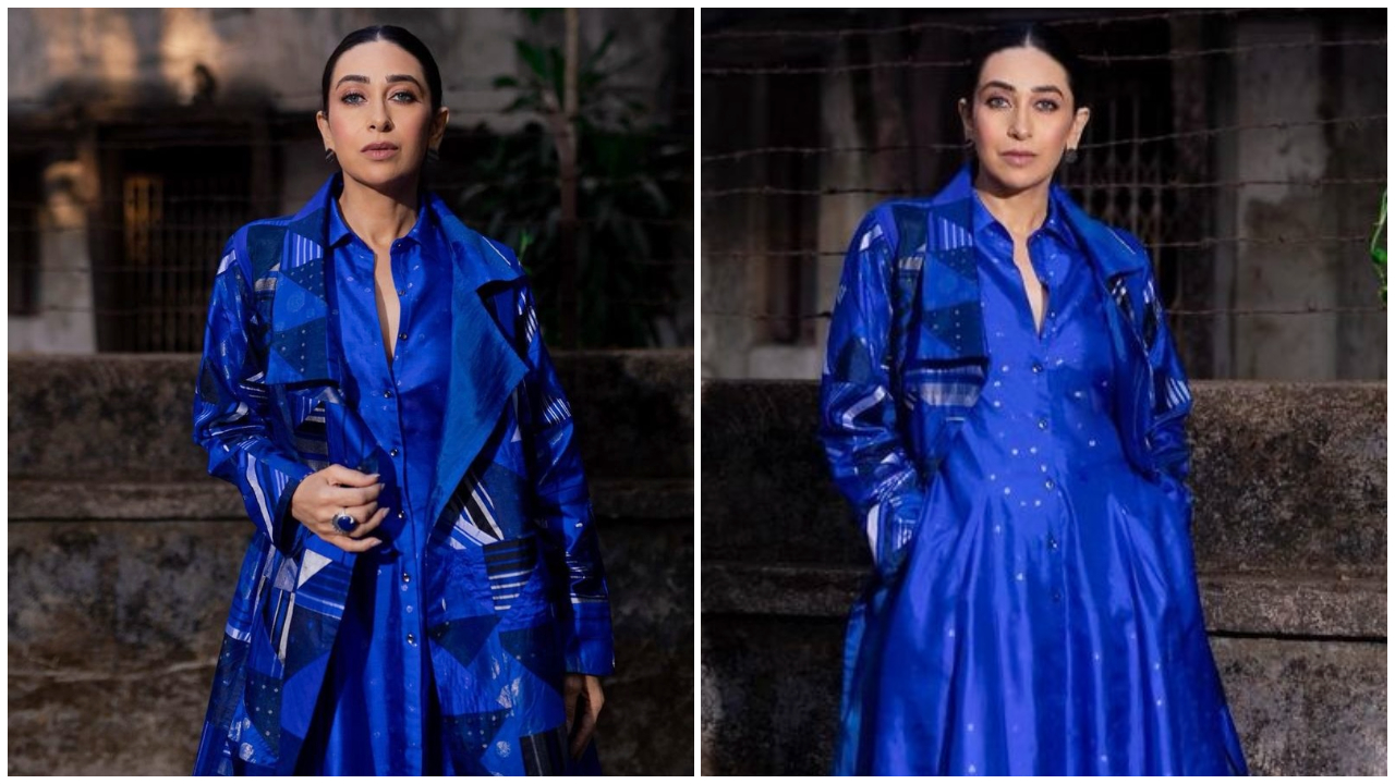 Karisma in a dress and coat