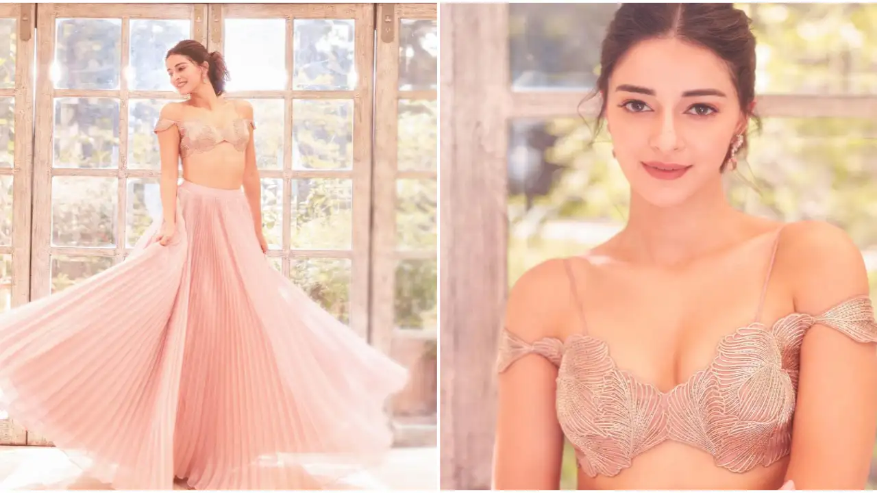 Ananya Panday flaunts ultimate bridesmaid style in baby pink Amit Aggarwal  lehenga at Alanna Panday's mehendi | PINKVILLA