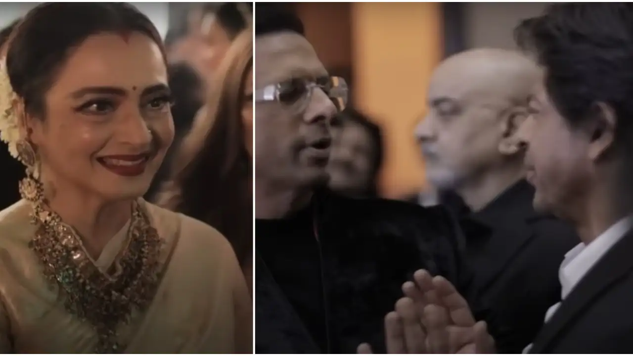 Shah Rukh Khan chats with Jaaved Jaaferi at Alanna Panday’s wedding; Rekha welcomes Ivor to the family-VIDEO Shah Rukh Khan chats with Jaaved Jaaferi at Alanna Panday’s wedding; Rekha welcomes Ivor to the family-VIDEO