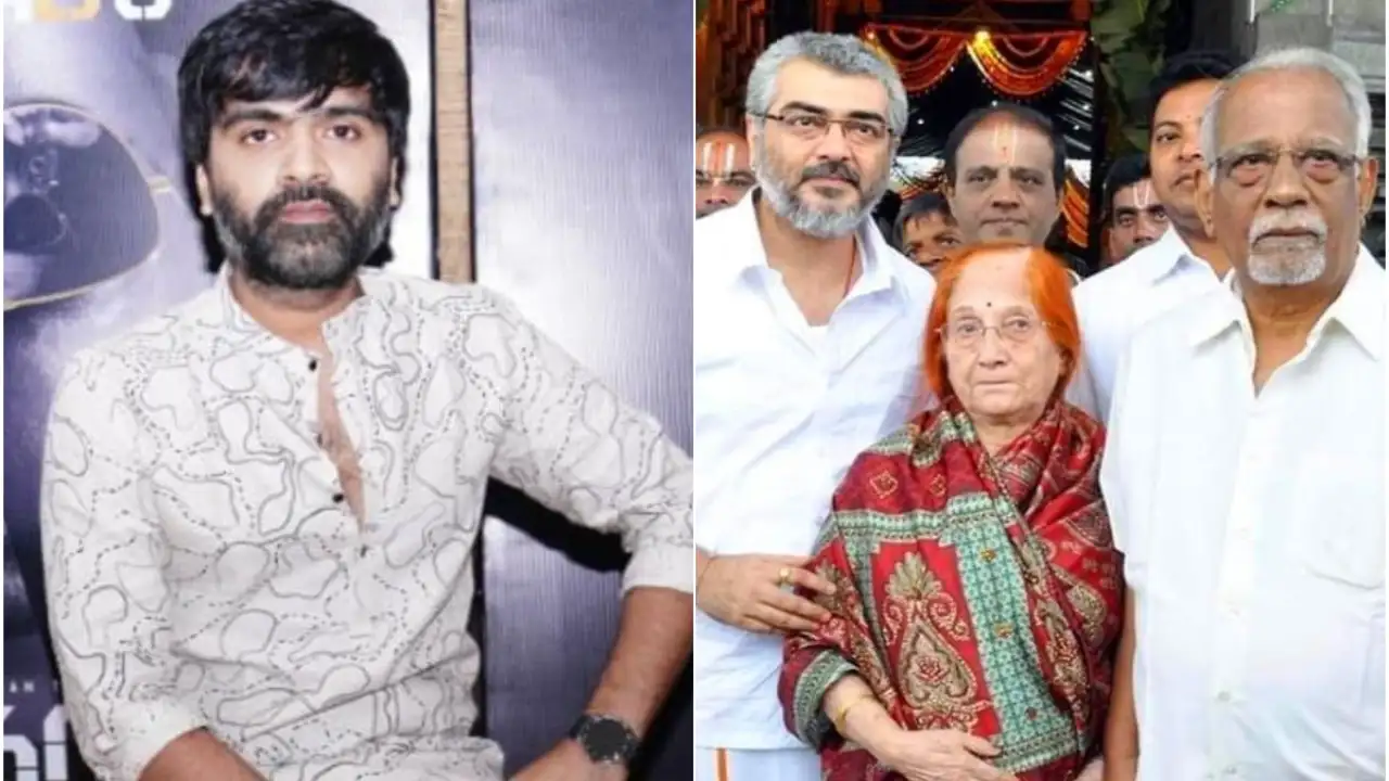 Silambarasan TR visits Ajith Kumar's house to offer condolences on the demise of his father P Subramaniam Silambarasan TR condolences to Ajith Kumar on demise of his father P Subramaniam