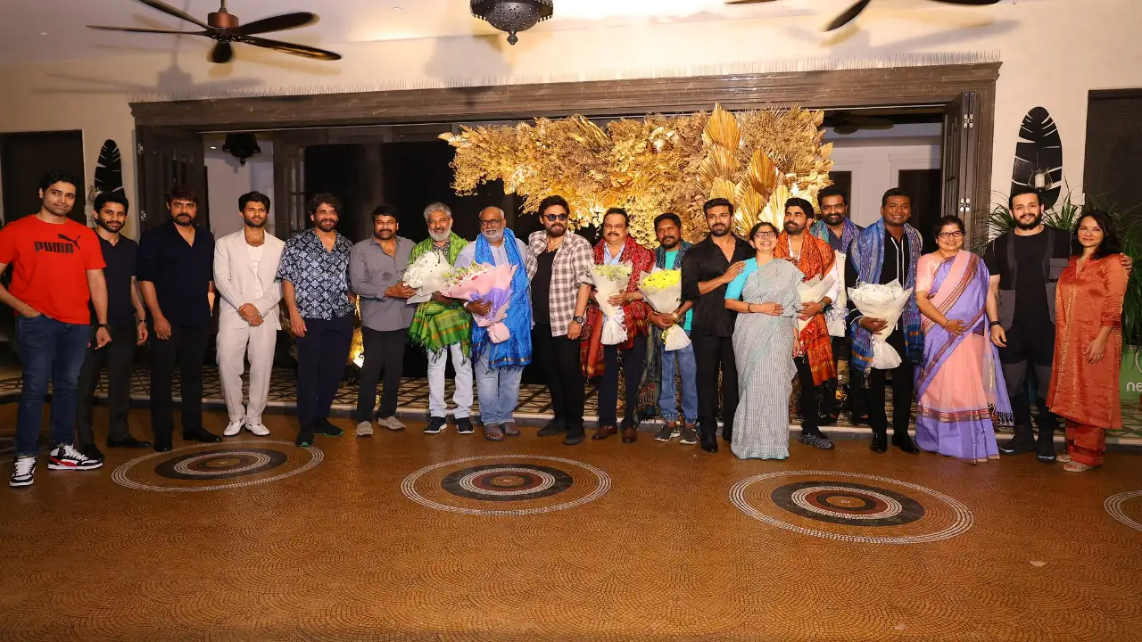 Telugu cinema's Megastars assemble for honoring RRR team Suresh Kondi Twitter
