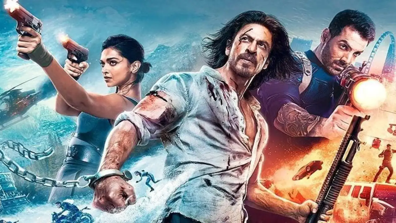 Pathaan after 8 successful weeks at the box office, has finally released digitally (Credit: Yash Raj Films) Shah Rukh Khan, John Abraham, Deepika Padukone