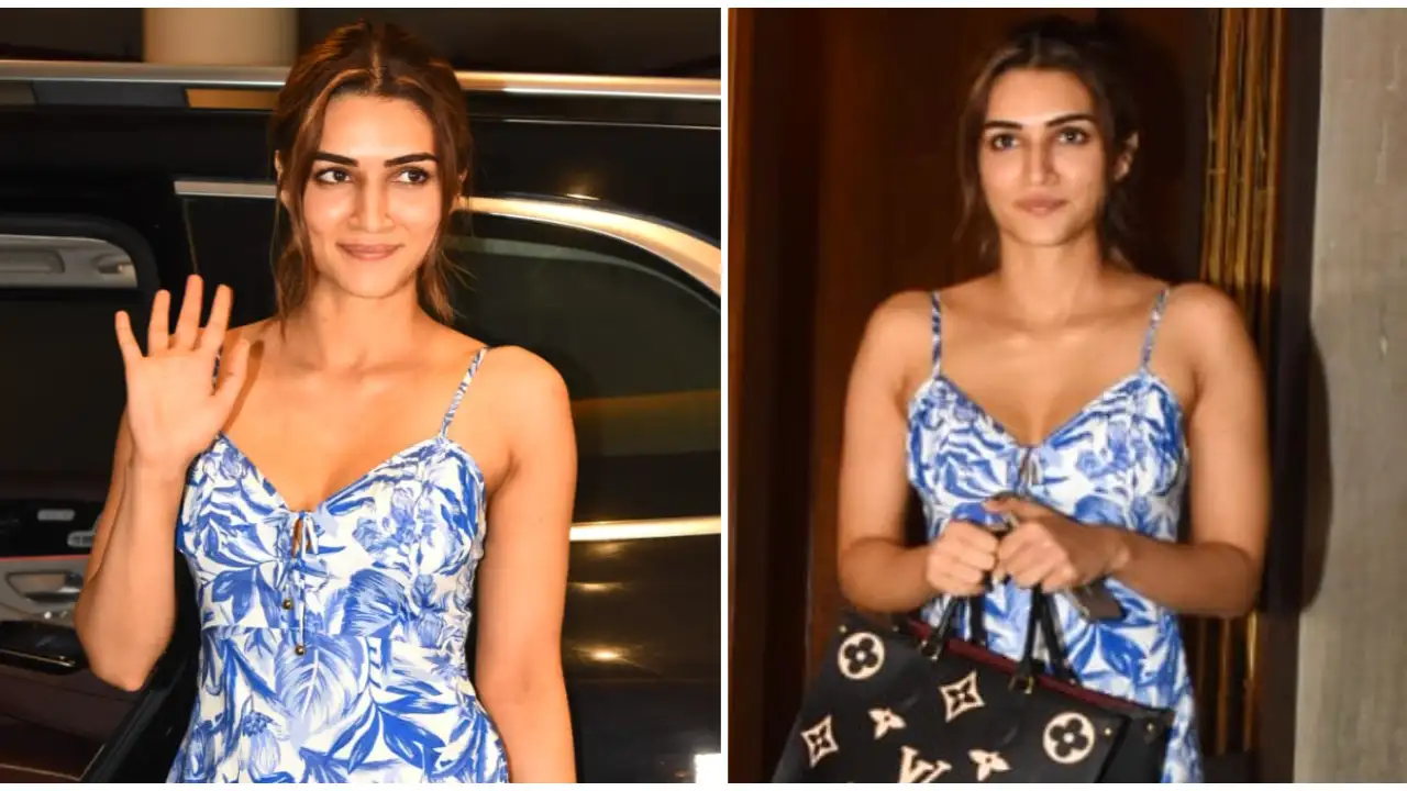 Kriti Sanon's Louis Vuitton tote bag is as stylishly floral as her midi dress Kriti Sanon, Louis Vuitton, celebrity style, summer dresses, Bollywood, fashion,