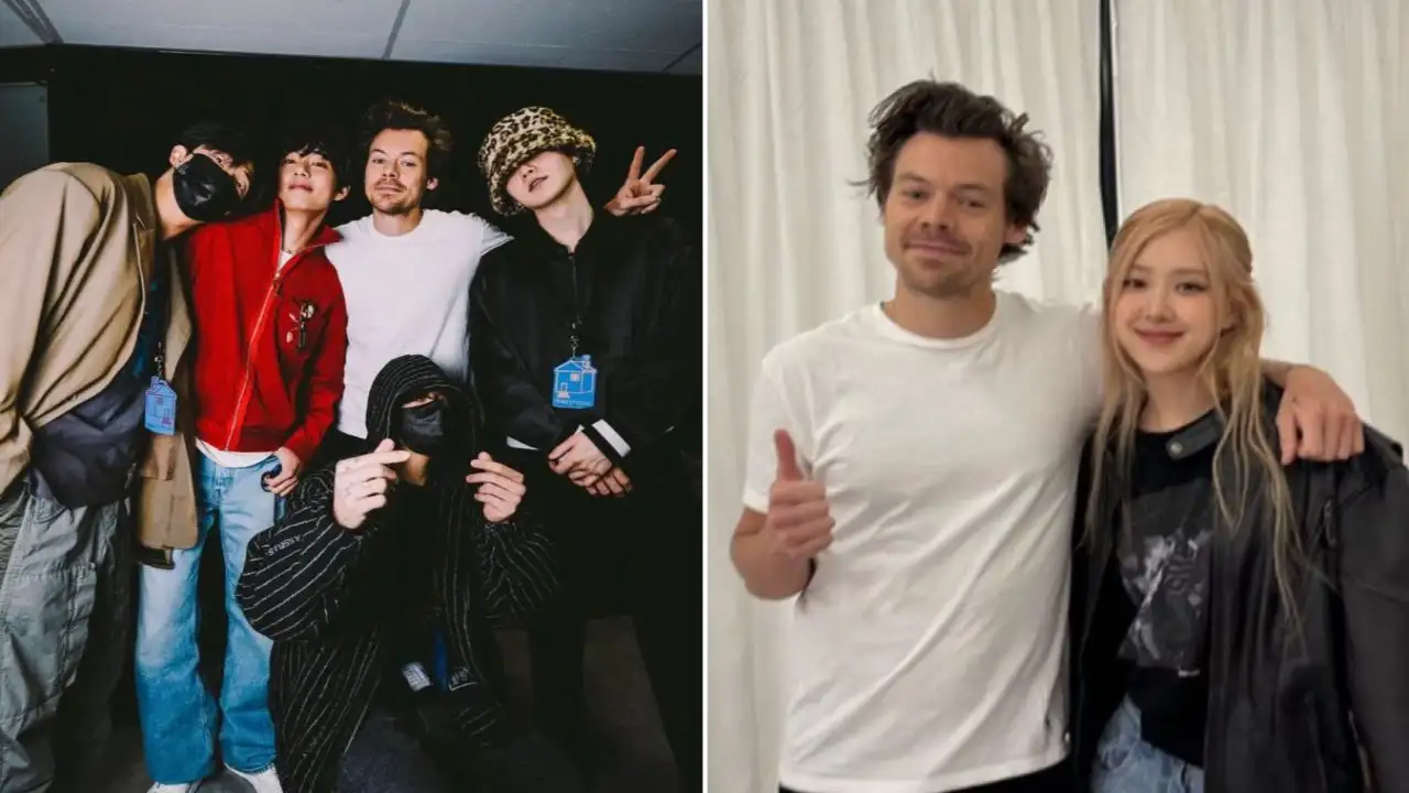 RM, V, SUGA and Jungkook with Harry Styles: courtesy of RM's Instagram, Rosé with Harry Styles: courtesy of Rosé's Instagram RM, V, SUGA and Jungkook with Harry Styles: courtesy of RM's Instagram, Rosé with Harry Styles: courtesy of Rosé's Instagram