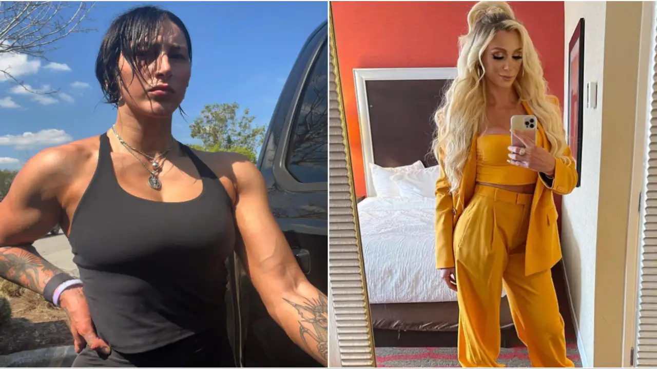 Rhea Ripley and Charlotte Flair 
