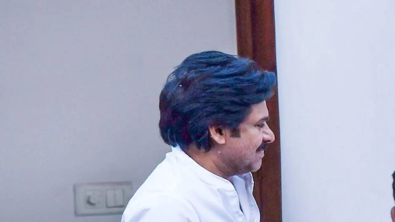 Pawan Kalyan opts for his signature white look as he gets clicked in New Delhi; PHOTOS Pawan Kalyan clicked in New Delhi