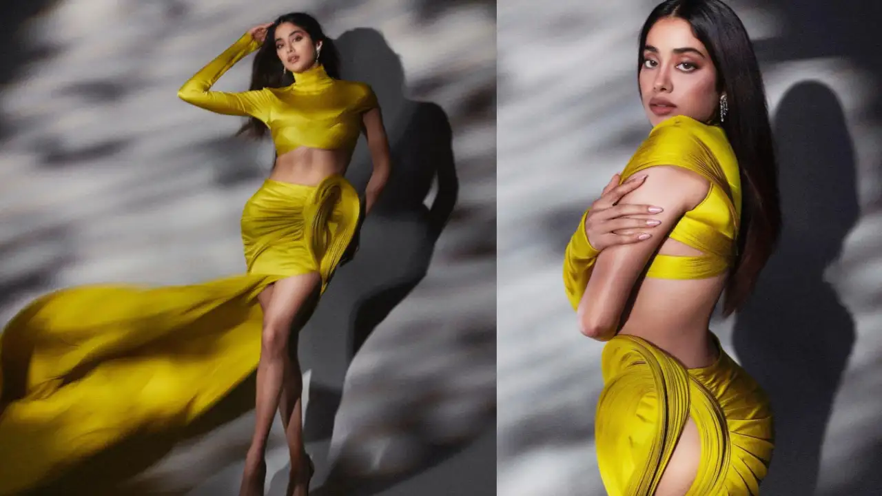Janhvi Kapoor oozes oomph in acid yellow sculpted top and skirt from Gaurav Gupta for Pinkvilla Style Icons 2