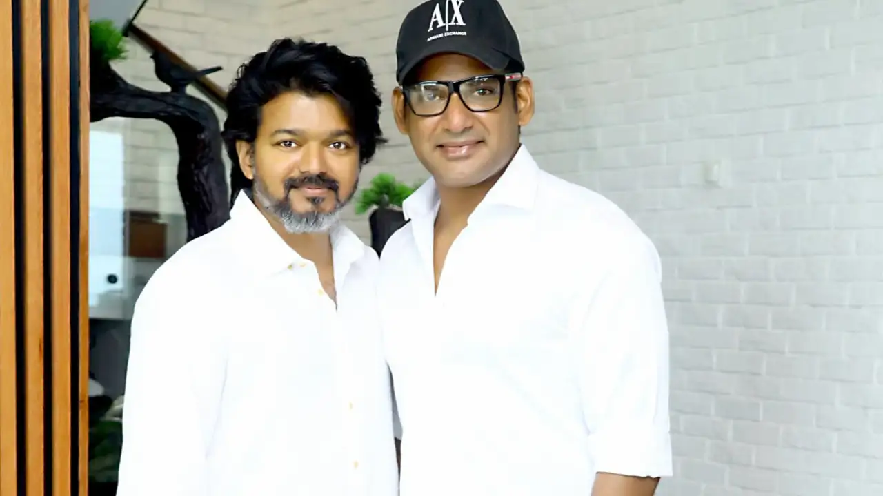 When Leo met Mark: Thalapathy Vijay hugs Vishal wishing him for his next 'Mark Anthony Vishal Twitter