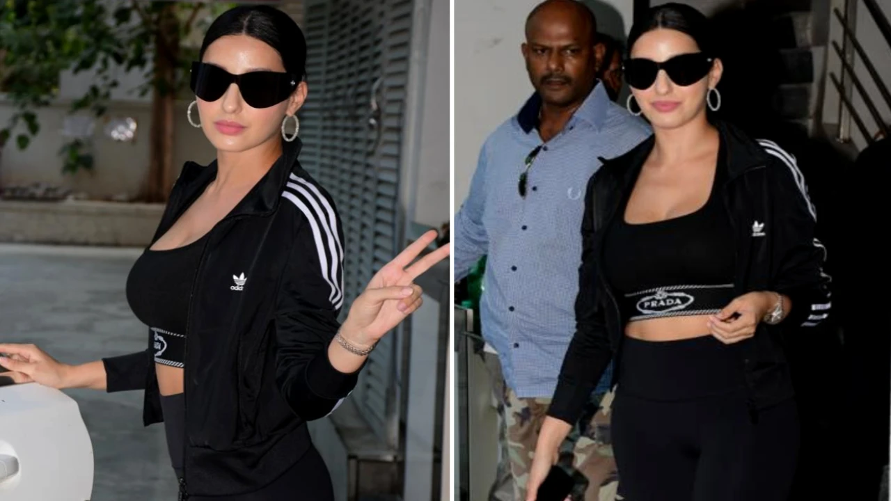 Nora Fatehi screams ‘luxury’ as she sports the whole fancy deal in a monochrome athleisure outfit Nora Fatehi, celebrity style, Bollywood, athleisure outfit, fashion,
