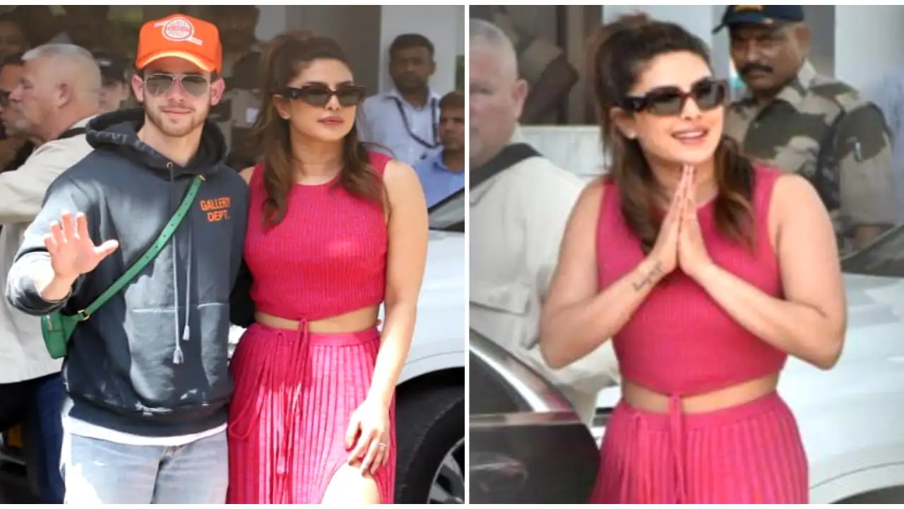 Priyanka Chopra, Nick Jonas, airport style, Hollywood, co-ordinated set, fashion, 