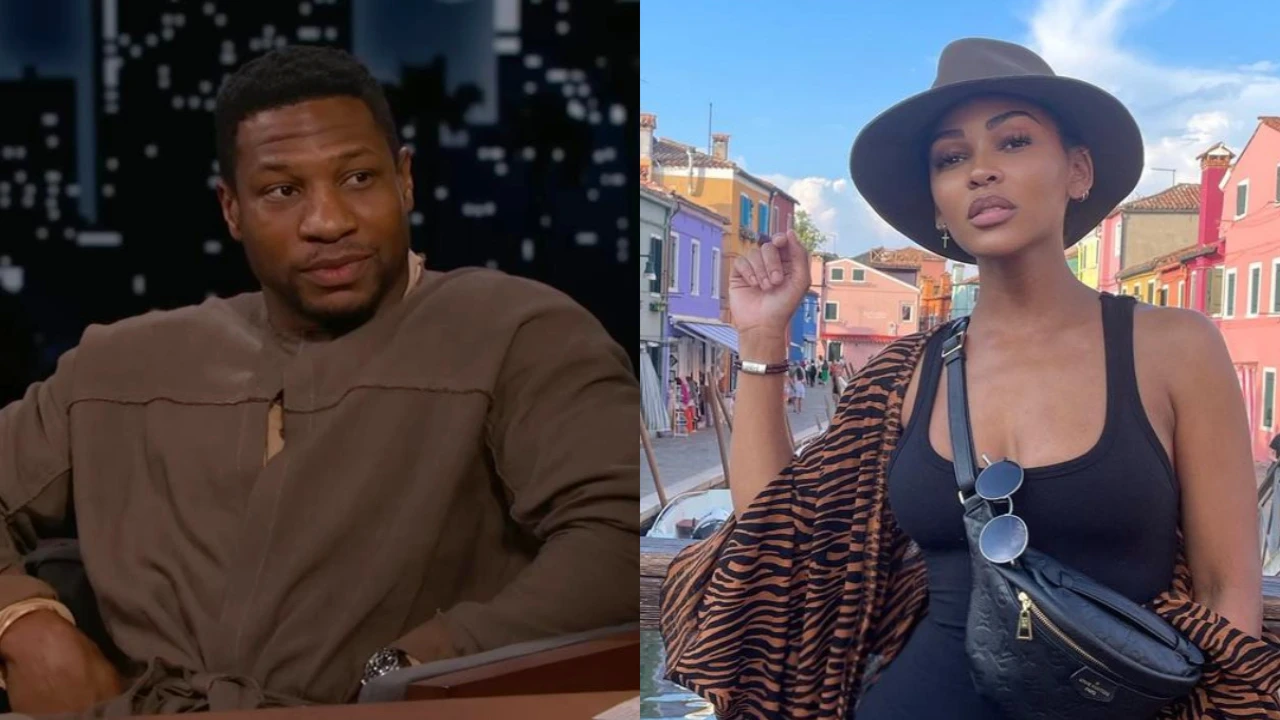 Jonathan Majors, Meagan Good (Images: Jimmy Kimmel Live YouTube/ Meagan Good Instagram) 