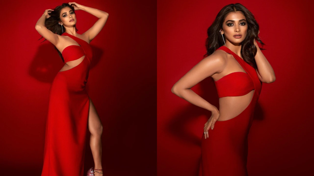 Pooja Hegde goes the Kardashian-Jenners way as she wears a thigh-baring slit red gown; Yay or Nay?