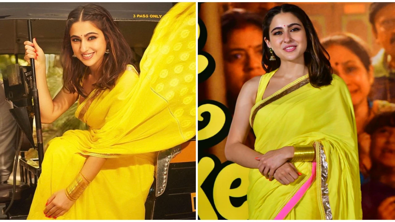 Sara Ali Khan looks 'zara hatke' as she gives major summer vibes in a yellow  Manish Malhotra saree | PINKVILLA