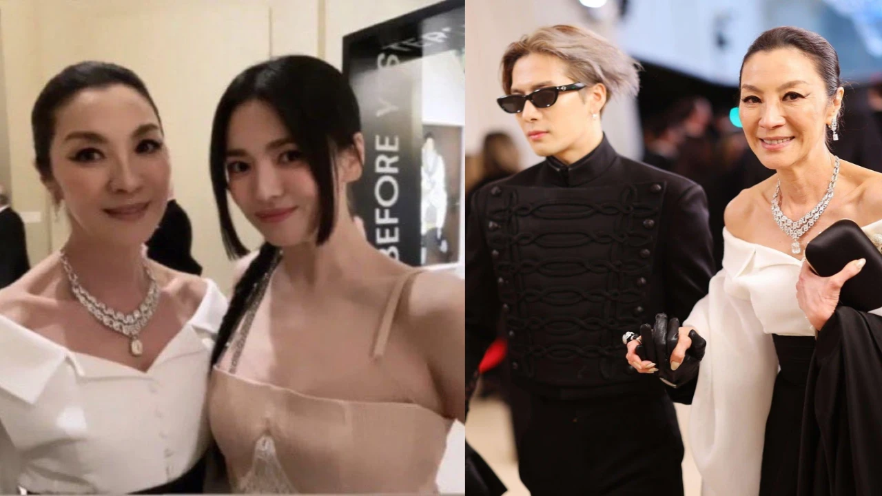Michelle Yeoh, Song Hye Kyo and Jackson Wang; Picture: Courtesy of ilyhyekyo and jiaerfiles's Twitter Michelle Yeoh, Song Hye Kyo and Jackson Wang; Picture: Courtesy of ilyhyekyo and jiaerfiles's Twitter