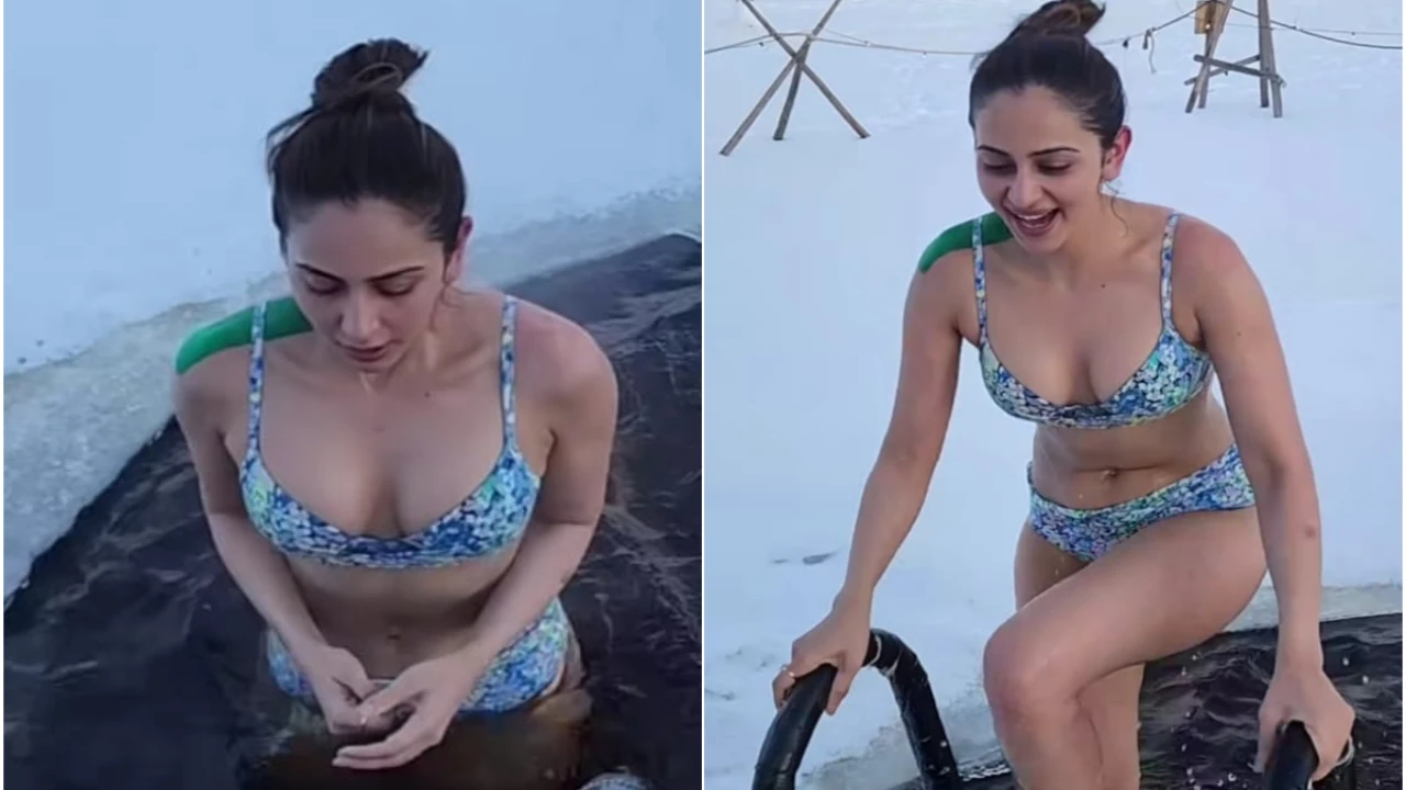 Sexy Hot Blue Videos - Rakul Preet Singh wears blue bikini in minus 15 degrees, takes dip in cold  water; VIDEO | PINKVILLA